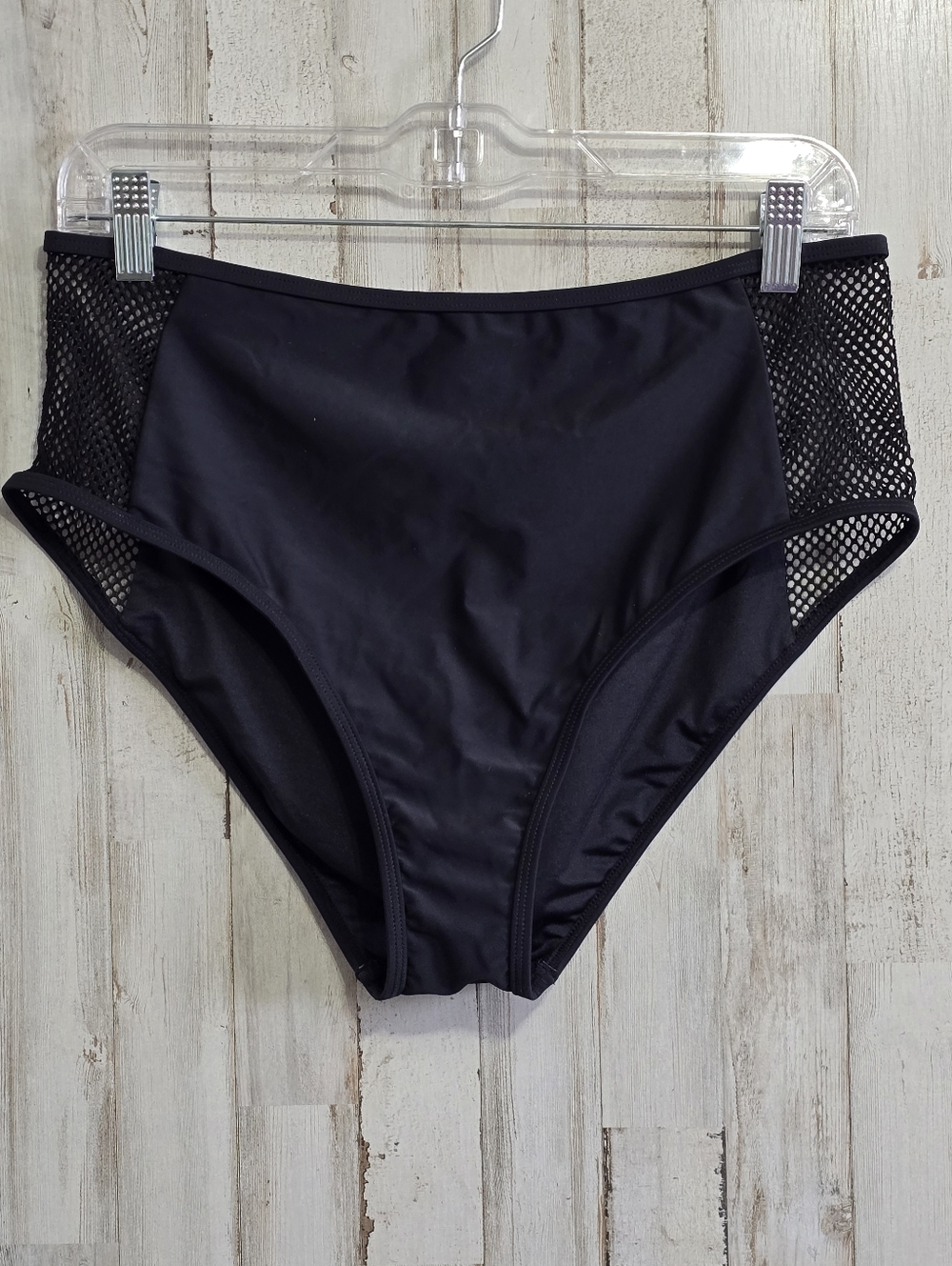 Cupshe Black Mesh High Waist Bikini Bottoms Size XL